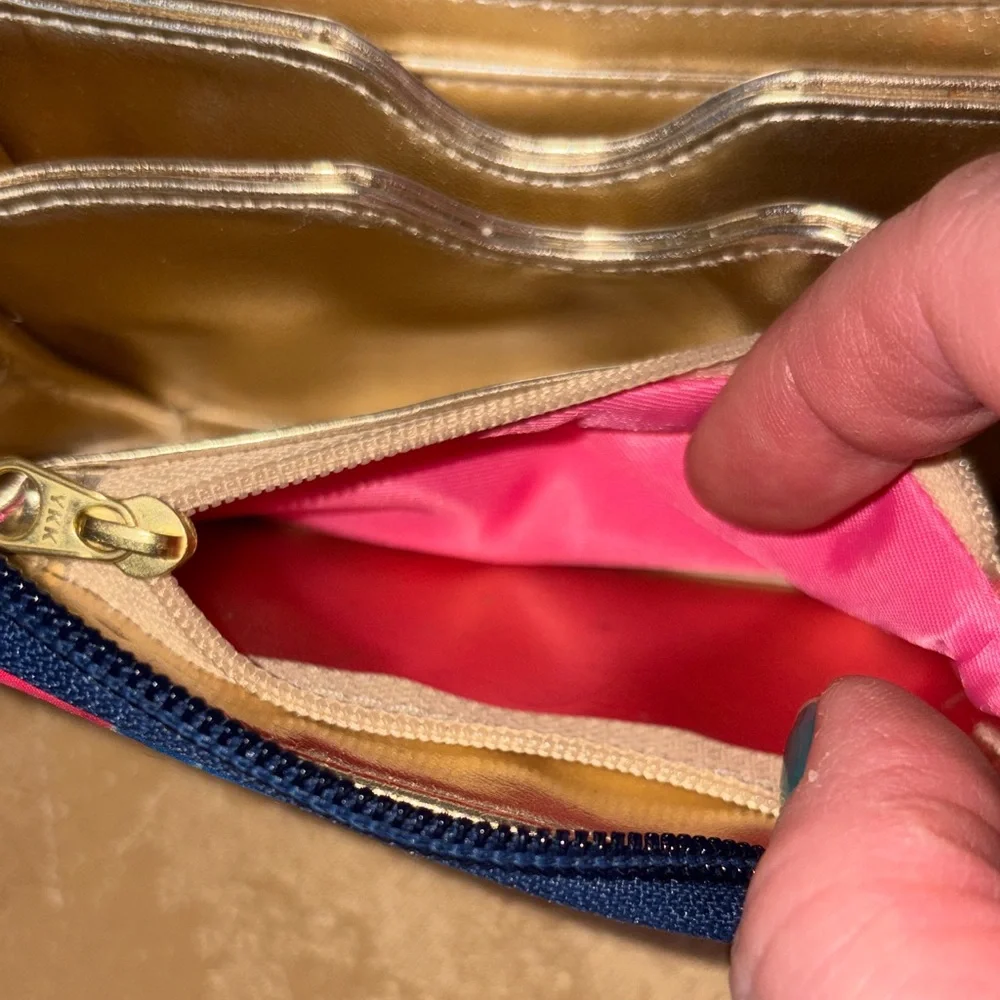 Lilly Pulitzer Vibrant Chevron Zip Wallet in Pink, Blue, Green & Yellow - Picture 6 of 9
